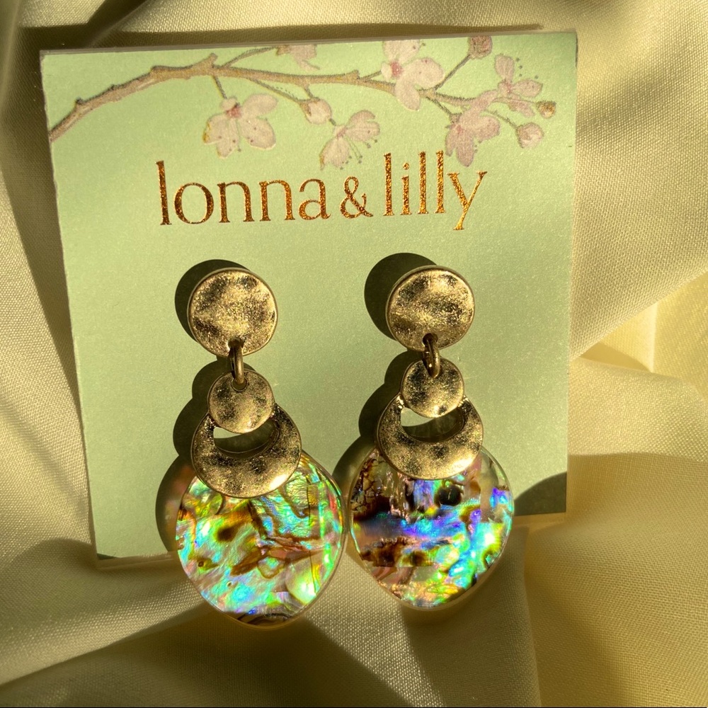 lonna & lilly Gold-Tone Abalone-Look Drop Earrings